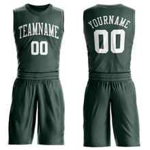 Load image into Gallery viewer, Custom Hunter Green White Round Neck Suit Basketball Jersey