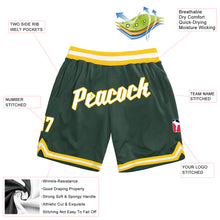 Load image into Gallery viewer, Custom Hunter Green White-Gold Authentic Throwback Basketball Shorts