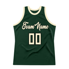 Load image into Gallery viewer, Custom Hunter Green Cream-Black Authentic Throwback Basketball Jersey