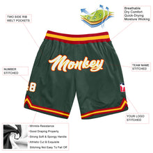 Load image into Gallery viewer, Custom Hunter Green White-Red Authentic Throwback Basketball Shorts