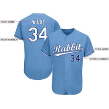Load image into Gallery viewer, Custom Light Blue White-Royal Baseball Jersey