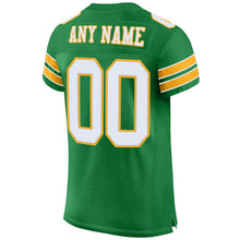 Load image into Gallery viewer, Custom Grass Green White-Gold Mesh Authentic Football Jersey