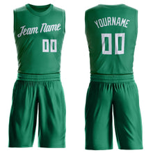 Load image into Gallery viewer, Custom Kelly Green White Round Neck Suit Basketball Jersey