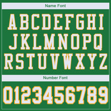 Load image into Gallery viewer, Custom Grass Green White-Gold Mesh Authentic Football Jersey