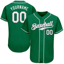 Load image into Gallery viewer, Custom Kelly Green White-Gray Authentic St. Patrick's Day Baseball Jersey
