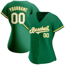 Load image into Gallery viewer, Custom Kelly Green White-Gold Authentic Baseball Jersey