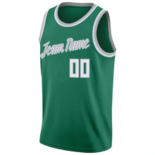 Load image into Gallery viewer, Custom Kelly Green White-Gray Round Neck Rib-Knit Basketball Jersey