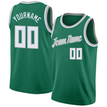 Load image into Gallery viewer, Custom Kelly Green White-Gray Round Neck Rib-Knit Basketball Jersey