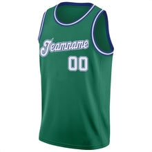 Load image into Gallery viewer, Custom Kelly Green White-Royal Round Neck Rib-Knit Basketball Jersey