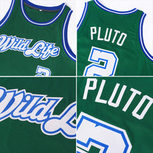 Load image into Gallery viewer, Custom Kelly Green White-Royal Round Neck Rib-Knit Basketball Jersey