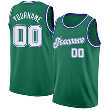 Load image into Gallery viewer, Custom Kelly Green White-Royal Round Neck Rib-Knit Basketball Jersey