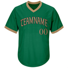 Load image into Gallery viewer, Custom Kelly Green Old Gold-Black Authentic Throwback Rib-Knit Baseball Jersey Shirt