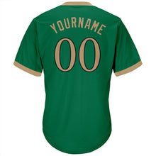 Load image into Gallery viewer, Custom Kelly Green Old Gold-Black Authentic Throwback Rib-Knit Baseball Jersey Shirt