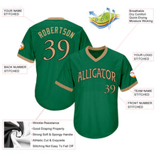 Load image into Gallery viewer, Custom Kelly Green Old Gold-Black Authentic Throwback Rib-Knit Baseball Jersey Shirt
