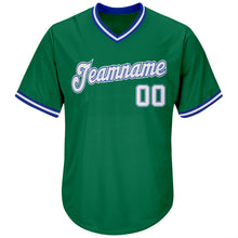 Load image into Gallery viewer, Custom Kelly Green White-Royal Authentic Throwback Rib-Knit Baseball Jersey Shirt