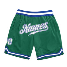 Load image into Gallery viewer, Custom Kelly Green White-Royal Authentic Throwback Basketball Shorts