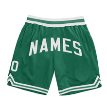 Load image into Gallery viewer, Custom Kelly Green White Authentic Throwback Basketball Shorts