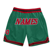 Load image into Gallery viewer, Custom Kelly Green Red-Black Authentic Throwback Basketball Shorts