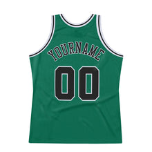 Load image into Gallery viewer, Custom Kelly Green Black-White Authentic Throwback Basketball Jersey