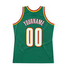 Load image into Gallery viewer, Custom Kelly Green White-Gold Authentic Throwback Basketball Jersey