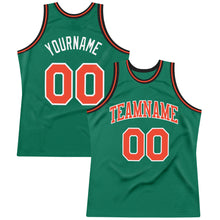 Load image into Gallery viewer, Custom Kelly Green Orange-White Authentic Throwback Basketball Jersey