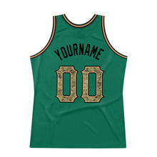 Load image into Gallery viewer, Custom Kelly Green Camo-Black Authentic Throwback Basketball Jersey