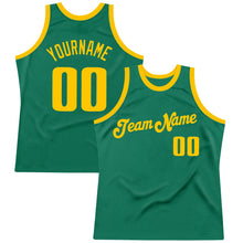 Load image into Gallery viewer, Custom Kelly Green Gold Authentic Throwback Basketball Jersey