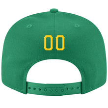 Load image into Gallery viewer, Custom Kelly Green Gold-White Stitched Adjustable Snapback Hat