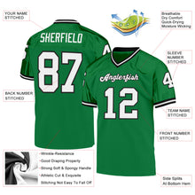 Load image into Gallery viewer, Custom Grass Green White-Black Mesh Authentic Throwback Football Jersey