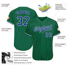 Load image into Gallery viewer, Custom Kelly Green White Pinstripe Royal-White Authentic Baseball Jersey