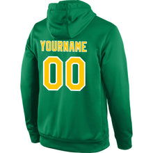 Load image into Gallery viewer, Custom Stitched Kelly Green Gold-White Sports Pullover Sweatshirt Hoodie