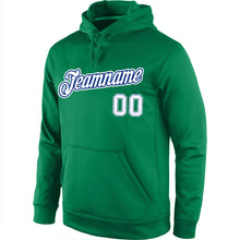 Load image into Gallery viewer, Custom Stitched Kelly Green White-Royal Sports Pullover Sweatshirt Hoodie