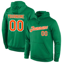 Load image into Gallery viewer, Custom Stitched Kelly Green Orange-White Sports Pullover Sweatshirt Hoodie
