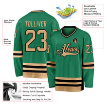 Load image into Gallery viewer, Custom Kelly Green Old Gold-Black Hockey Jersey
