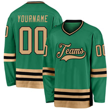Load image into Gallery viewer, Custom Kelly Green Old Gold-Black Hockey Jersey