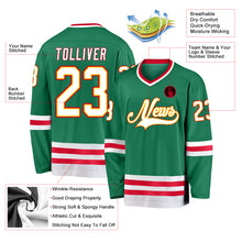 Load image into Gallery viewer, Custom Kelly Green White-Red Hockey Jersey