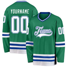 Load image into Gallery viewer, Custom Kelly Green White-Royal Hockey Jersey