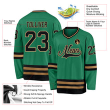 Load image into Gallery viewer, Custom Kelly Green Black-Old Gold Hockey Jersey