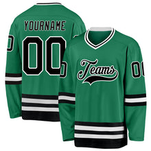 Load image into Gallery viewer, Custom Kelly Green Black-White Hockey Jersey