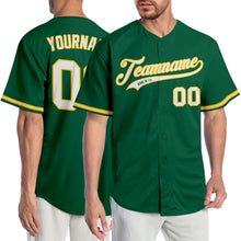 Load image into Gallery viewer, Custom Kelly Green White-Gold Authentic Baseball Jersey