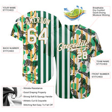 Load image into Gallery viewer, Custom Kelly Green White-Old Gold 3D Pattern Design Zebras And Giraffes Authentic Baseball Jersey