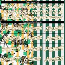 Load image into Gallery viewer, Custom Kelly Green White-Old Gold 3D Pattern Design Zebras And Giraffes Authentic Baseball Jersey
