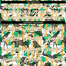 Load image into Gallery viewer, Custom Kelly Green White-Old Gold 3D Pattern Design Zebras And Giraffes Authentic Baseball Jersey