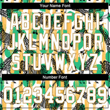 Load image into Gallery viewer, Custom Kelly Green White-Old Gold 3D Pattern Design Zebras And Giraffes Authentic Baseball Jersey