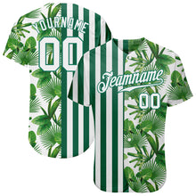 Load image into Gallery viewer, Custom Kelly Green White-Kelly Green 3D Pattern Design Tropical Palm Leaves Authentic Baseball Jersey