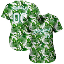 Load image into Gallery viewer, Custom Kelly Green White-Kelly Green 3D Pattern Design Tropical Palm Leaves Authentic Baseball Jersey