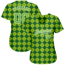 Load image into Gallery viewer, Custom Kelly Green Neon Green-White 3D Pattern Design Authentic St. Patrick's Day Baseball Jersey