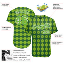 Load image into Gallery viewer, Custom Kelly Green Neon Green-White 3D Pattern Design Authentic St. Patrick's Day Baseball Jersey