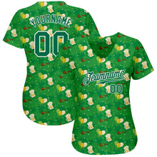 Load image into Gallery viewer, Custom Kelly Green Kelly Green-White 3D Pattern Design Authentic St. Patrick's Day Baseball Jersey