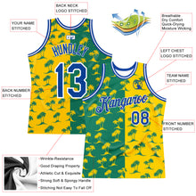 Load image into Gallery viewer, Custom Kelly Green Royal-Gold 3D Pattern Hawaii Palm Trees Authentic Basketball Jersey